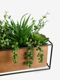 Green Artificial Succulent Garden in Bronx Wood Trough