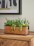 Green artificial succulent garden Bronx wood trough 22x13x29cm, UK version