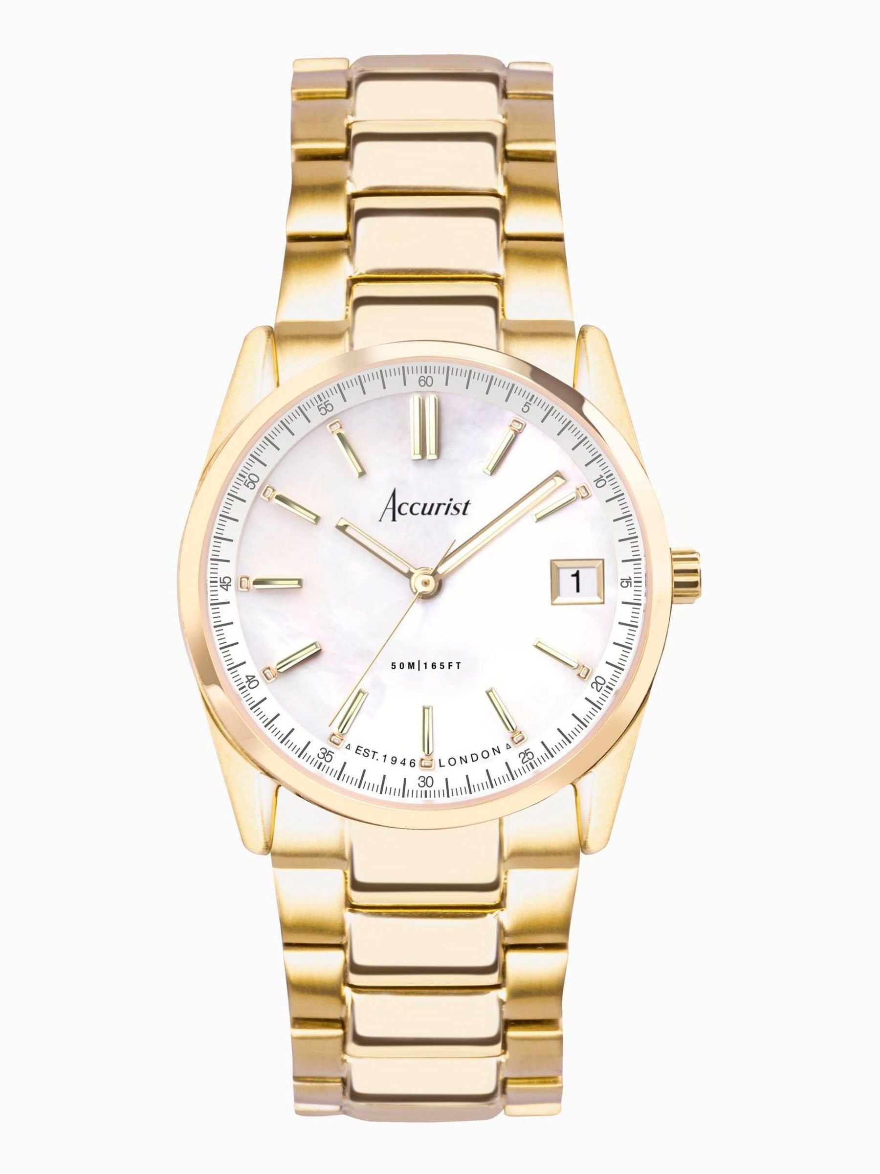 Women's Gold-Plated Stainless Steel Analogue Bracelet Watch with Sapphire Crystal Glass