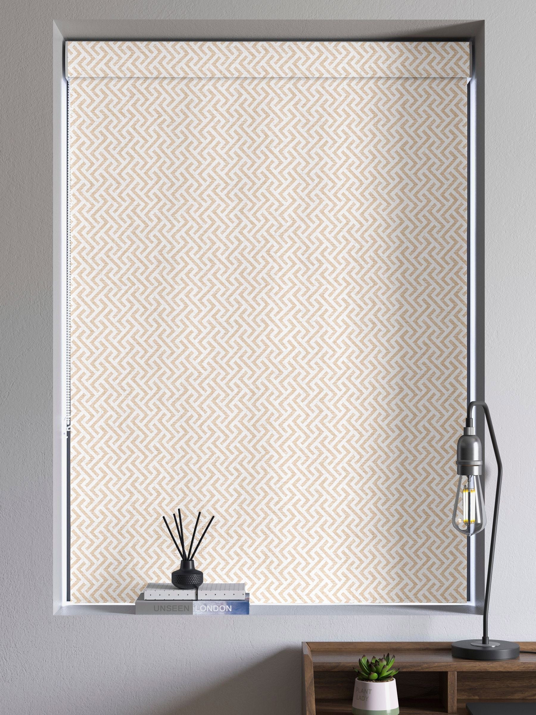 Natural Amble roman blind with gold geometric design - British product