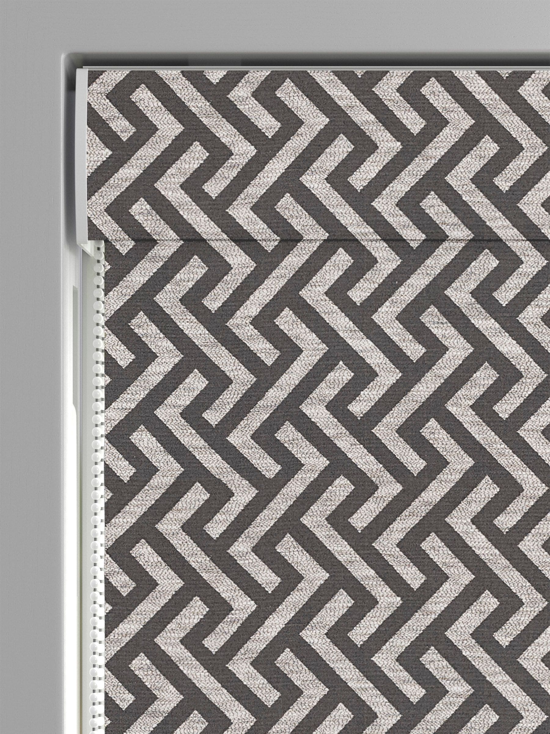 Grey Amble geometric made-to-measure Roman blind, UK version
