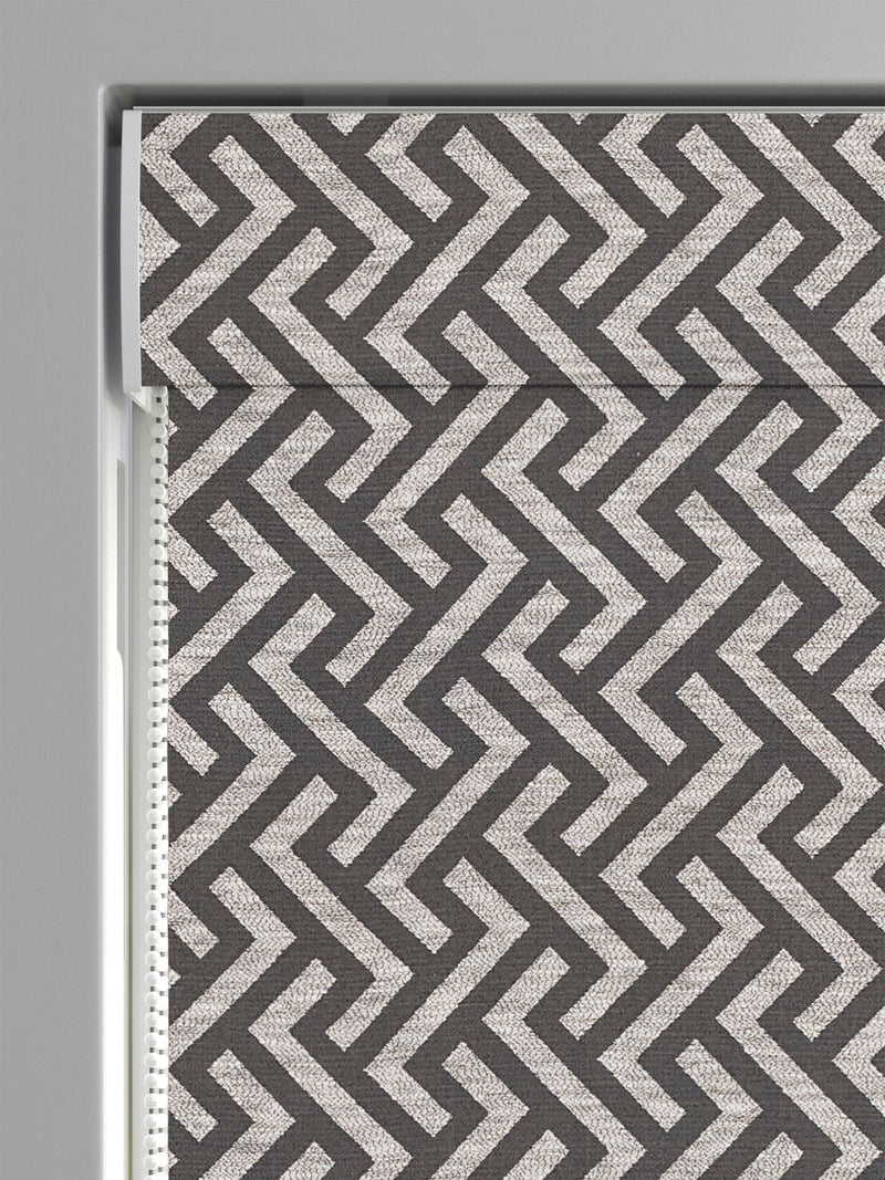 Grey Amble geometric made-to-measure Roman blind, UK version