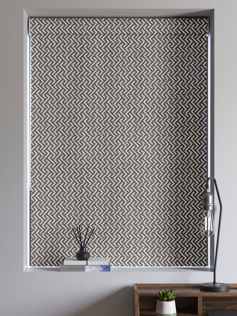 Grey Amble geometric made-to-measure Roman blind, UK version
