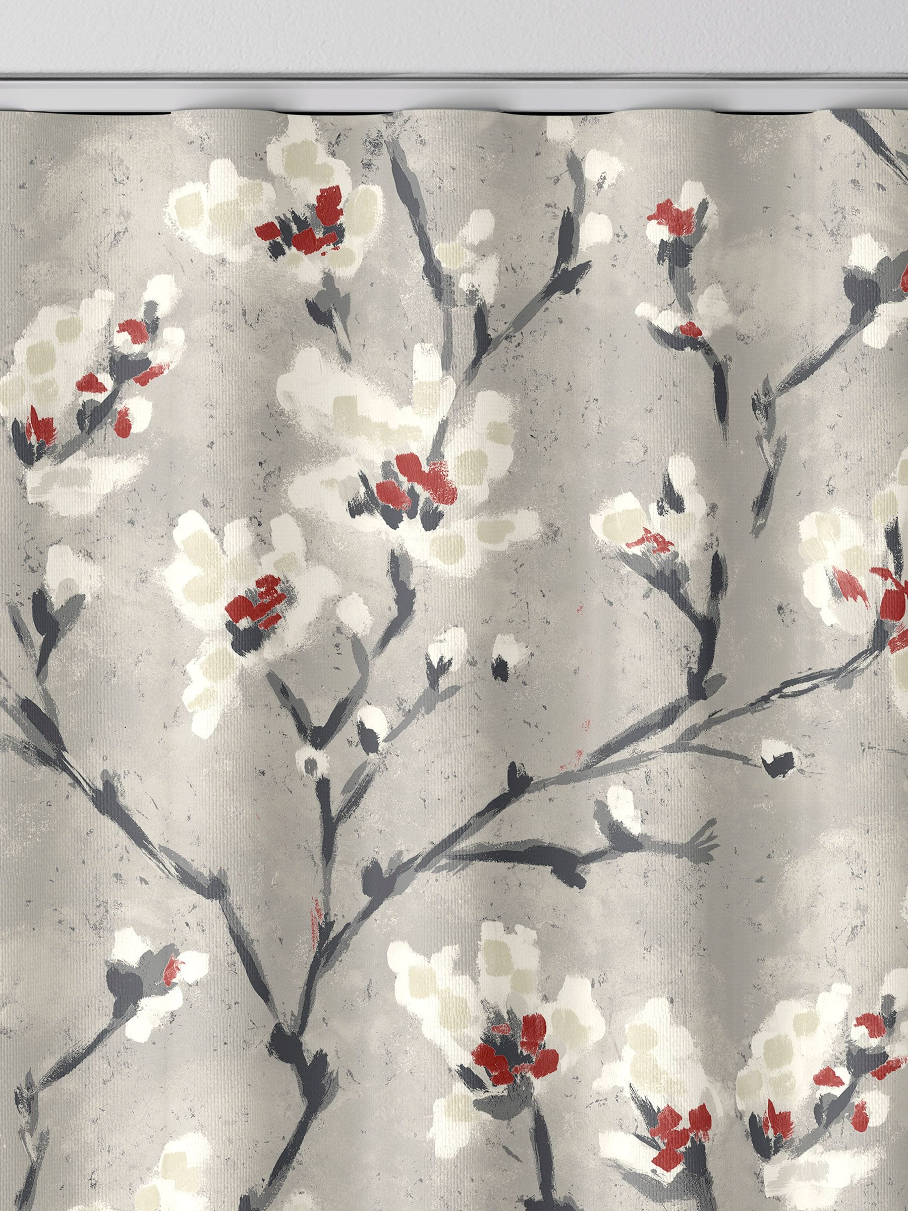 Red Burley made to measure curtains with red flowers - British product
