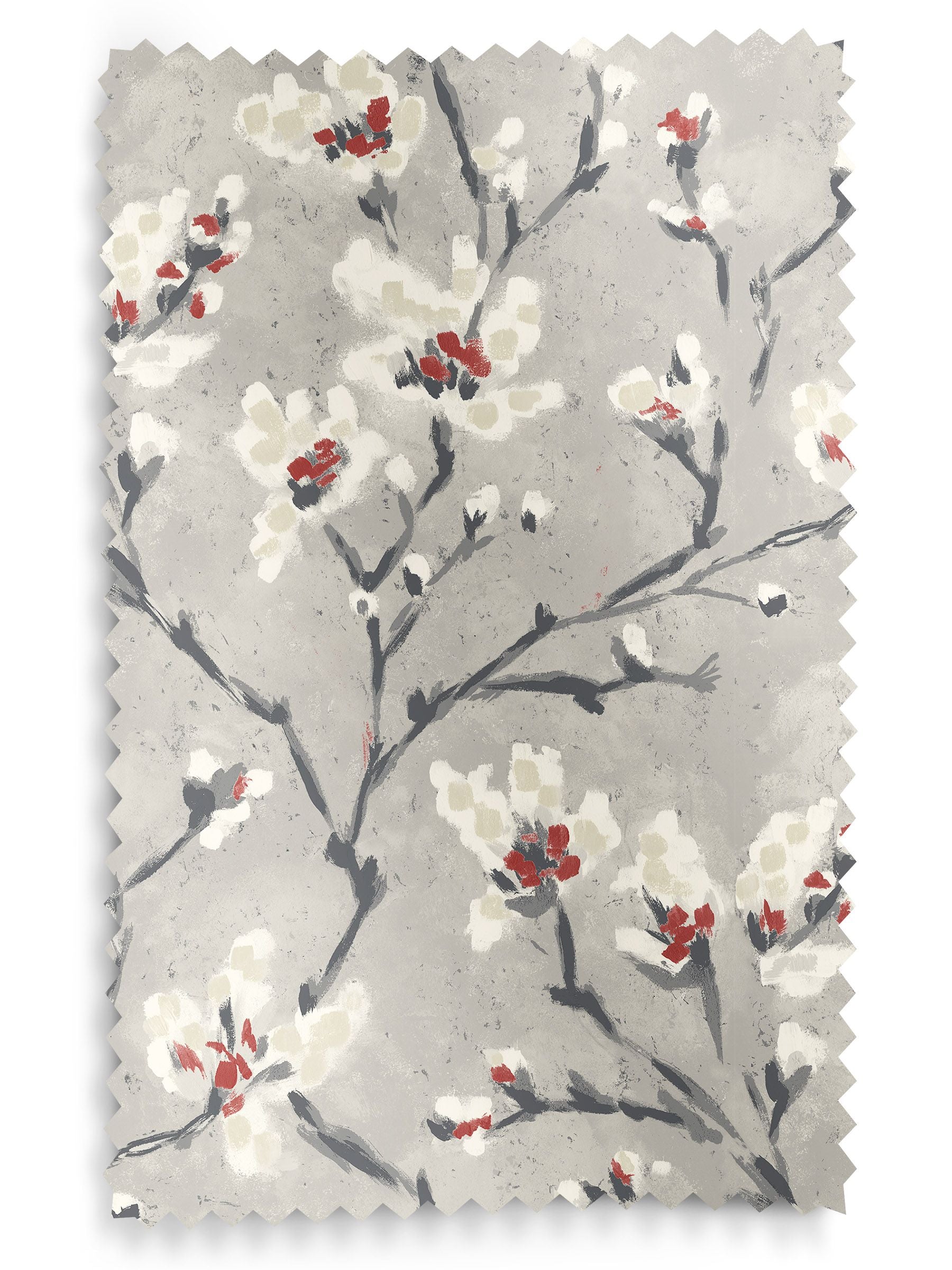 Red Burley made to measure curtains with red flowers - British product
