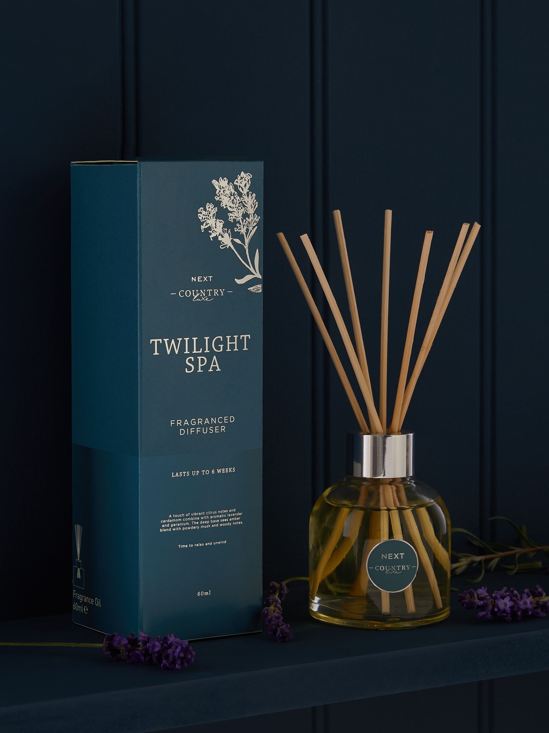 Country Luxe lavender and cardamom reed diffuser 60ml - British product