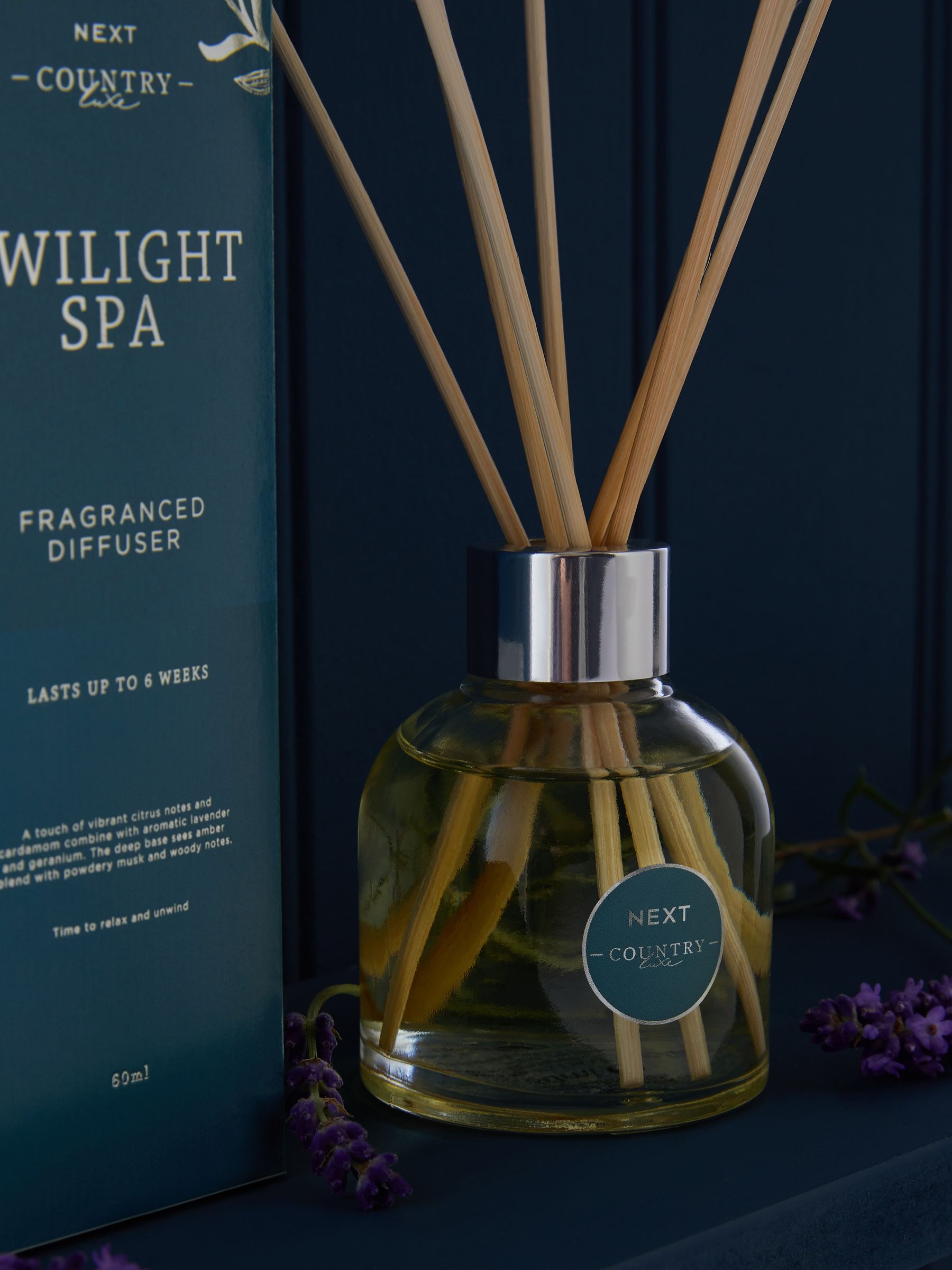 Country Luxe lavender and cardamom reed diffuser 60ml - British product