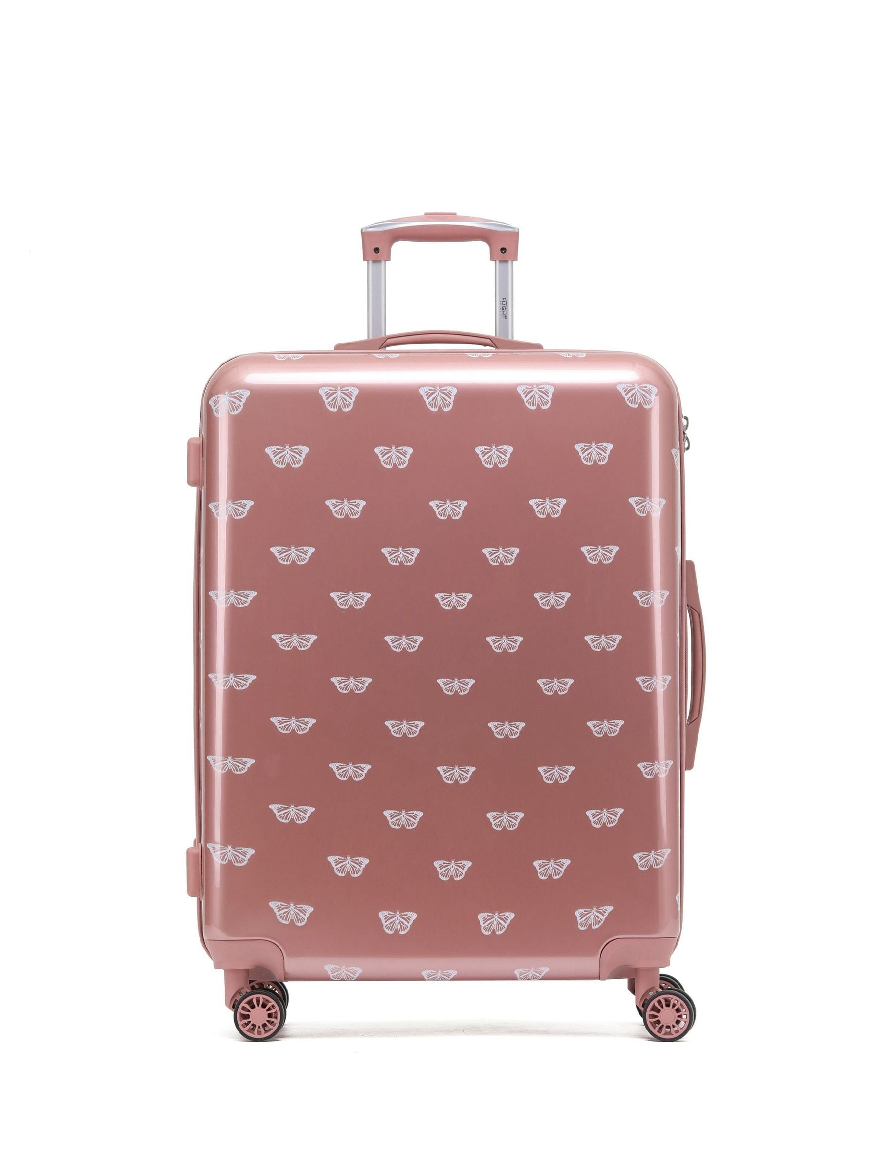 Flight Knight Butterfly Rose Large Large Hardcase Printed Lightweight Check-In Suitcase with 4 Wheels