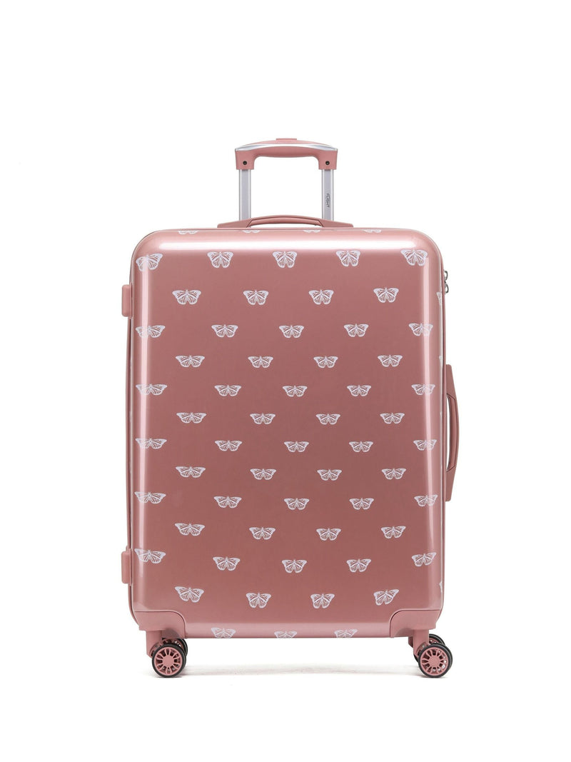 Flight Knight Butterfly Black Printed Lightweight Hardcase Check-In Suitcase Medium