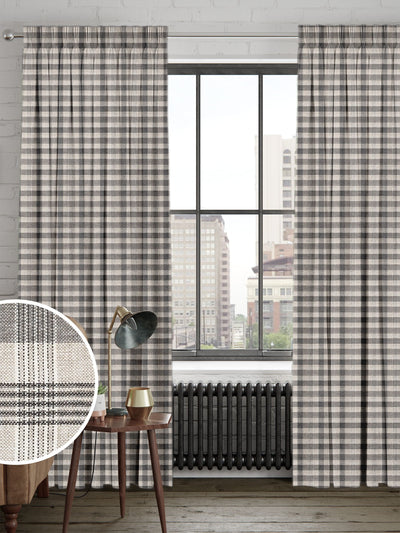 Next Black Cleveland Check Made To Measure Curtains- Buy online at McGrocer