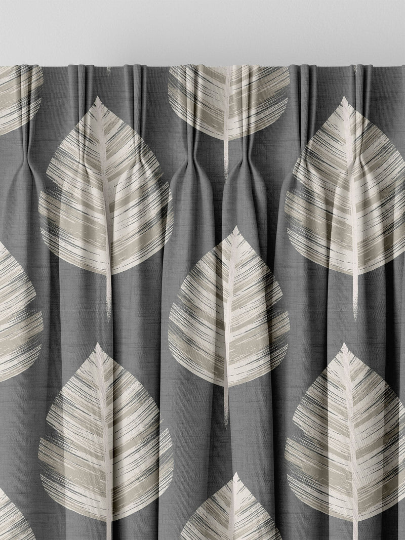 Grey Finn made to measure curtains leaf design (British brand)