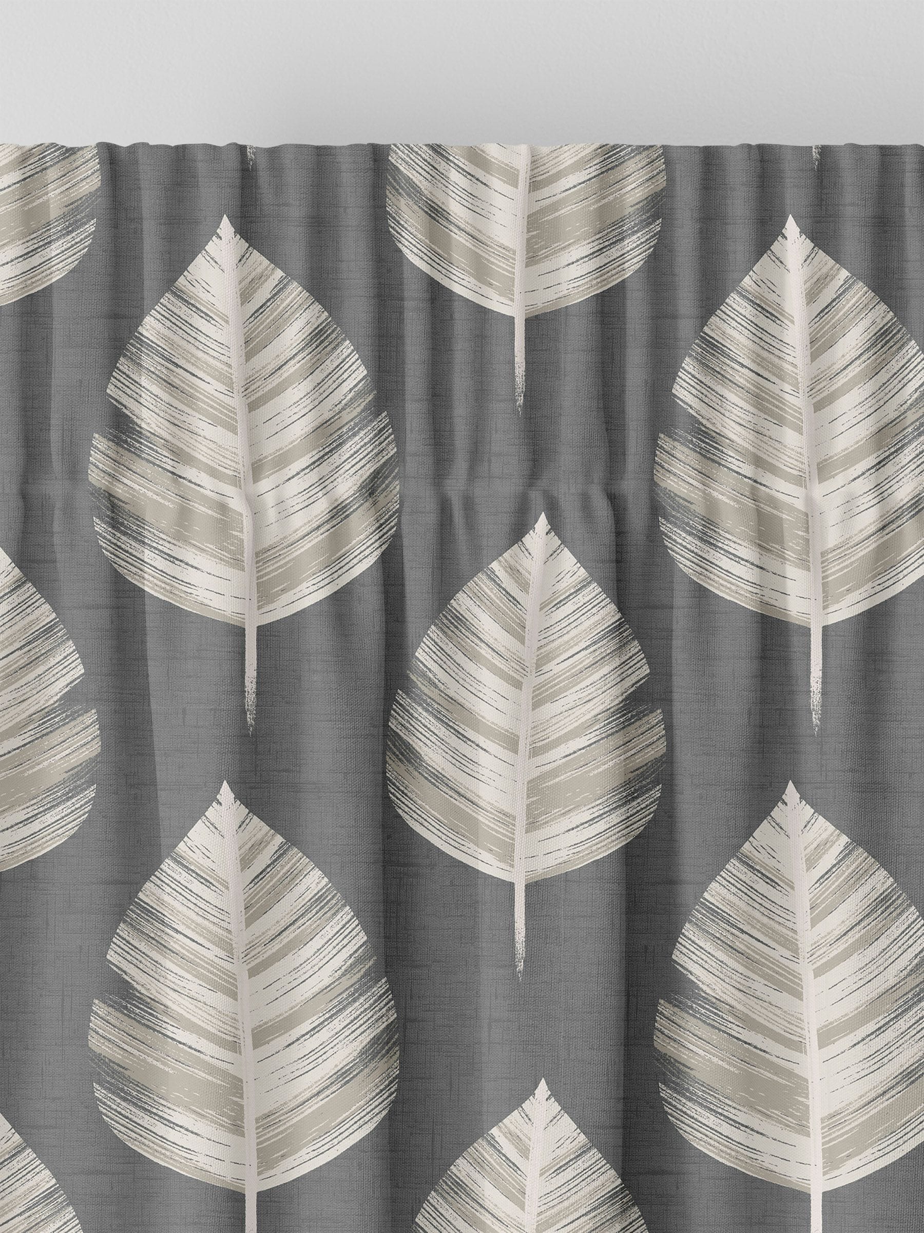 Grey Finn made to measure curtains leaf design (British brand)