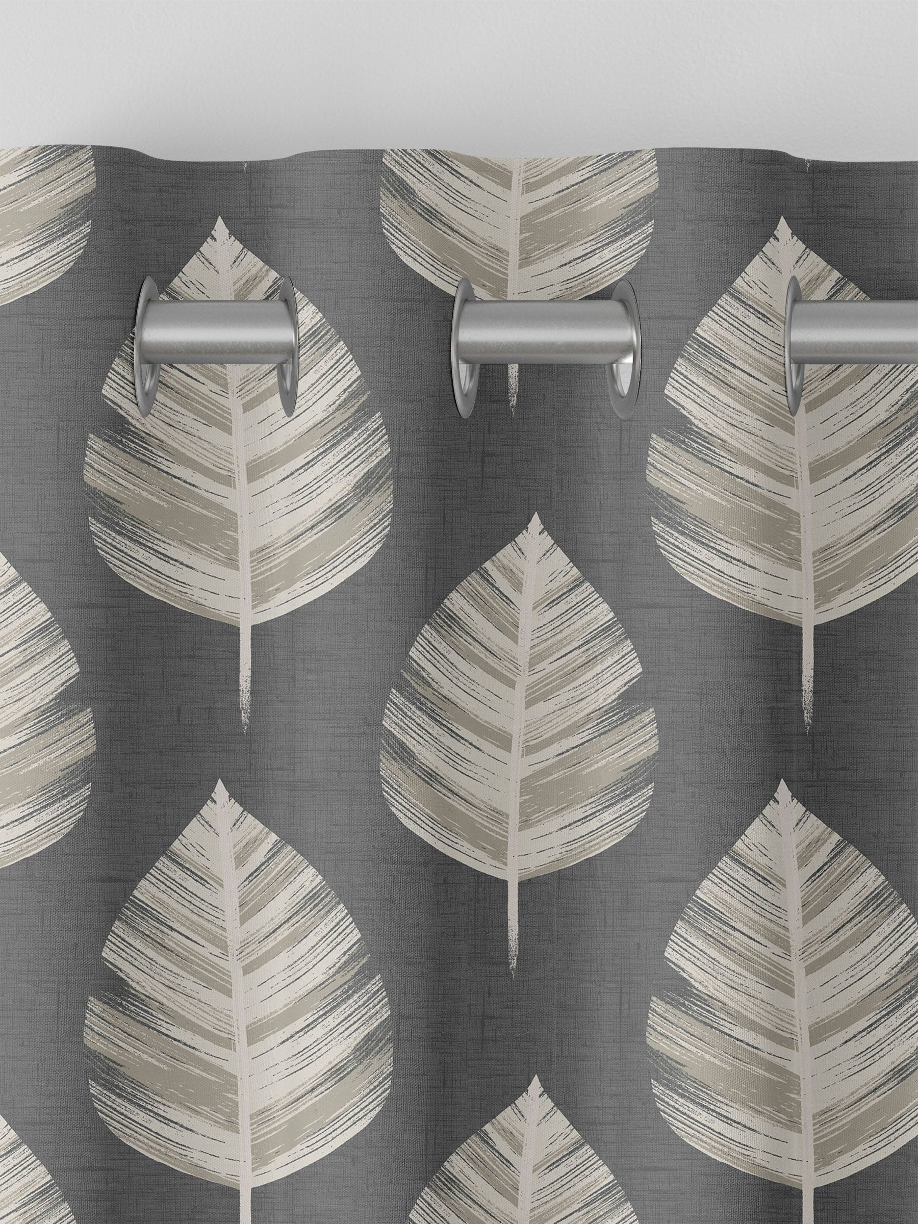 Grey Finn made to measure curtains leaf design (British brand)