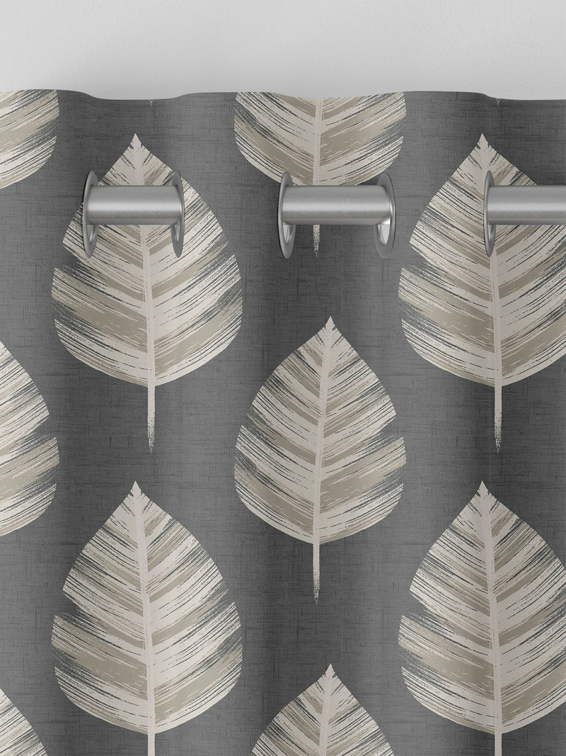 Grey Finn made to measure curtains leaf design (British brand)