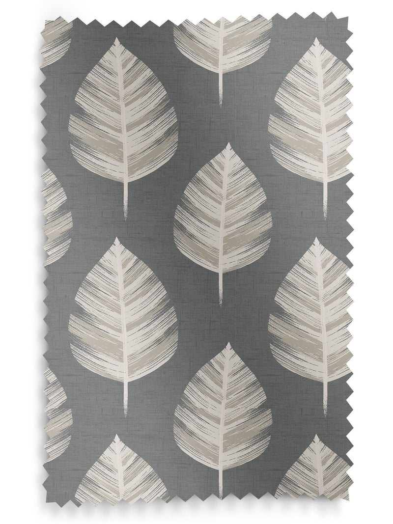 Grey Finn made to measure curtains leaf design (British brand)