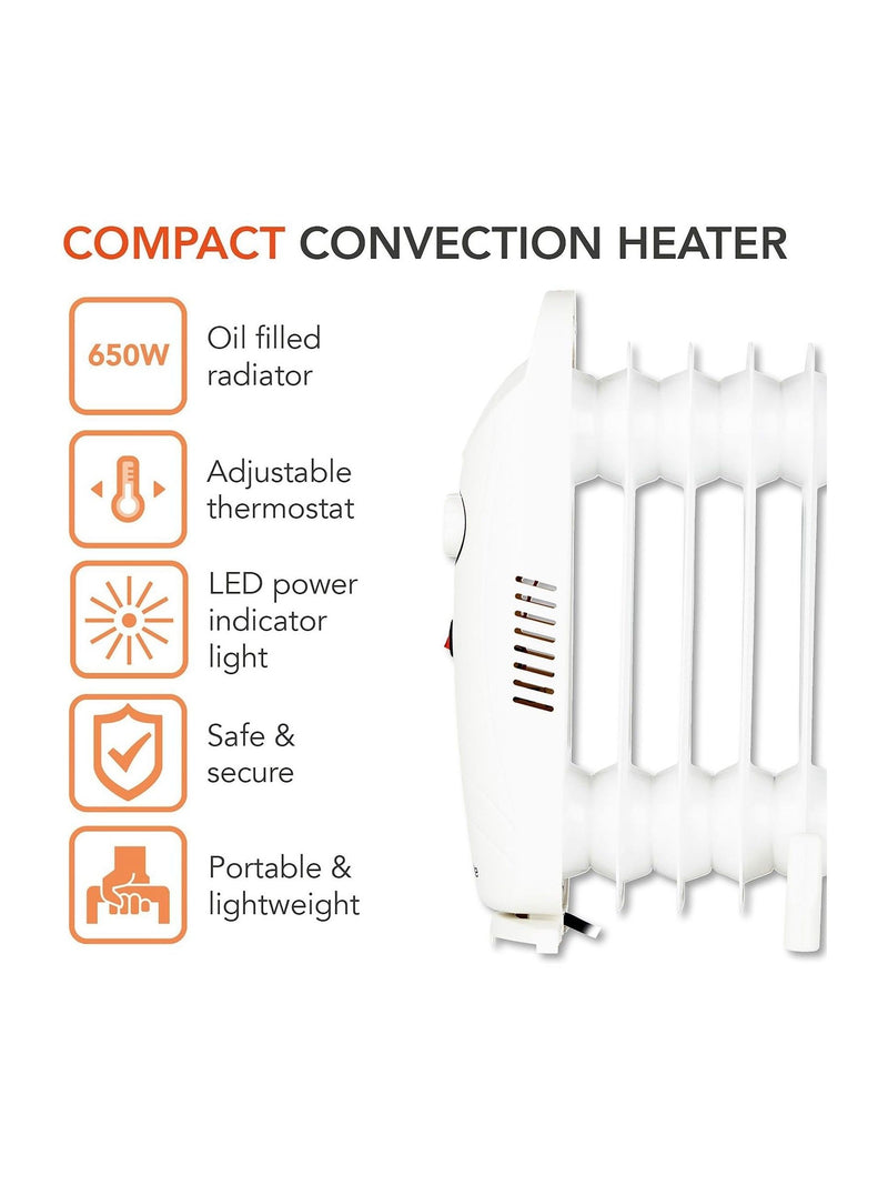 Warmlite oil filled radiator 650W thermostat, UK version