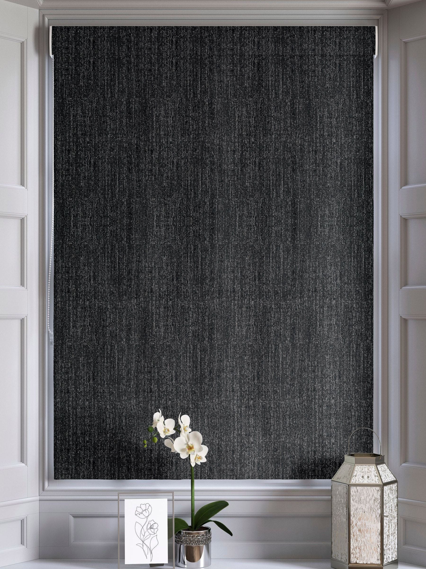 Black glittery roman blind made to measure - British product