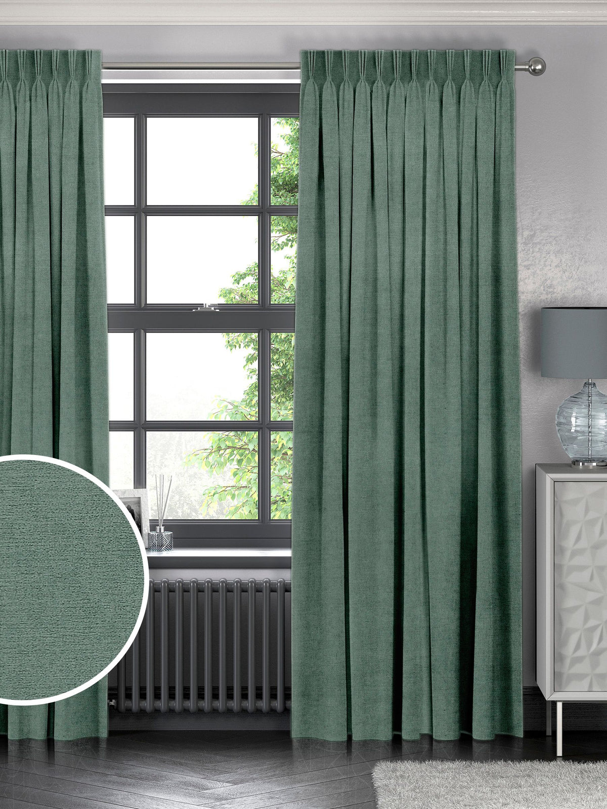 Abbott Ocean Green made to measure curtains - British product