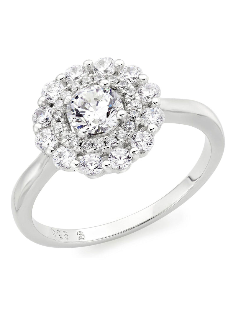 Beaverbrooks Silver Sterling Silver Cubic Zirconia Double Halo Ring