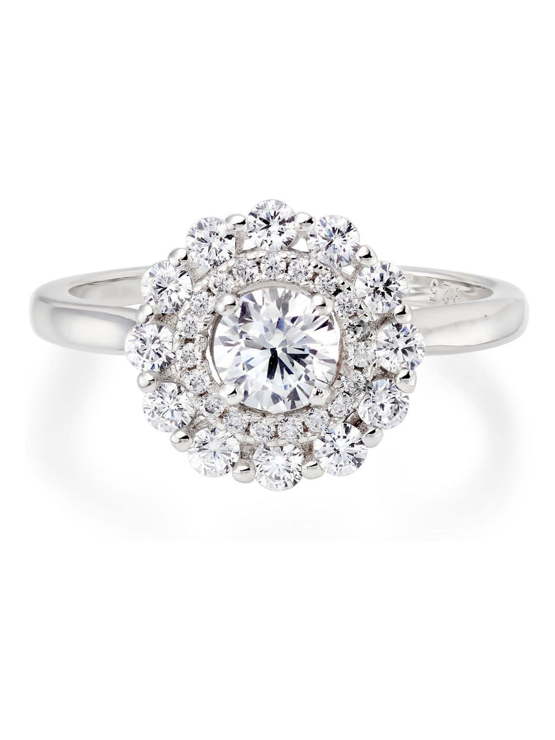 Beaverbrooks Silver Sterling Silver Cubic Zirconia Double Halo Ring