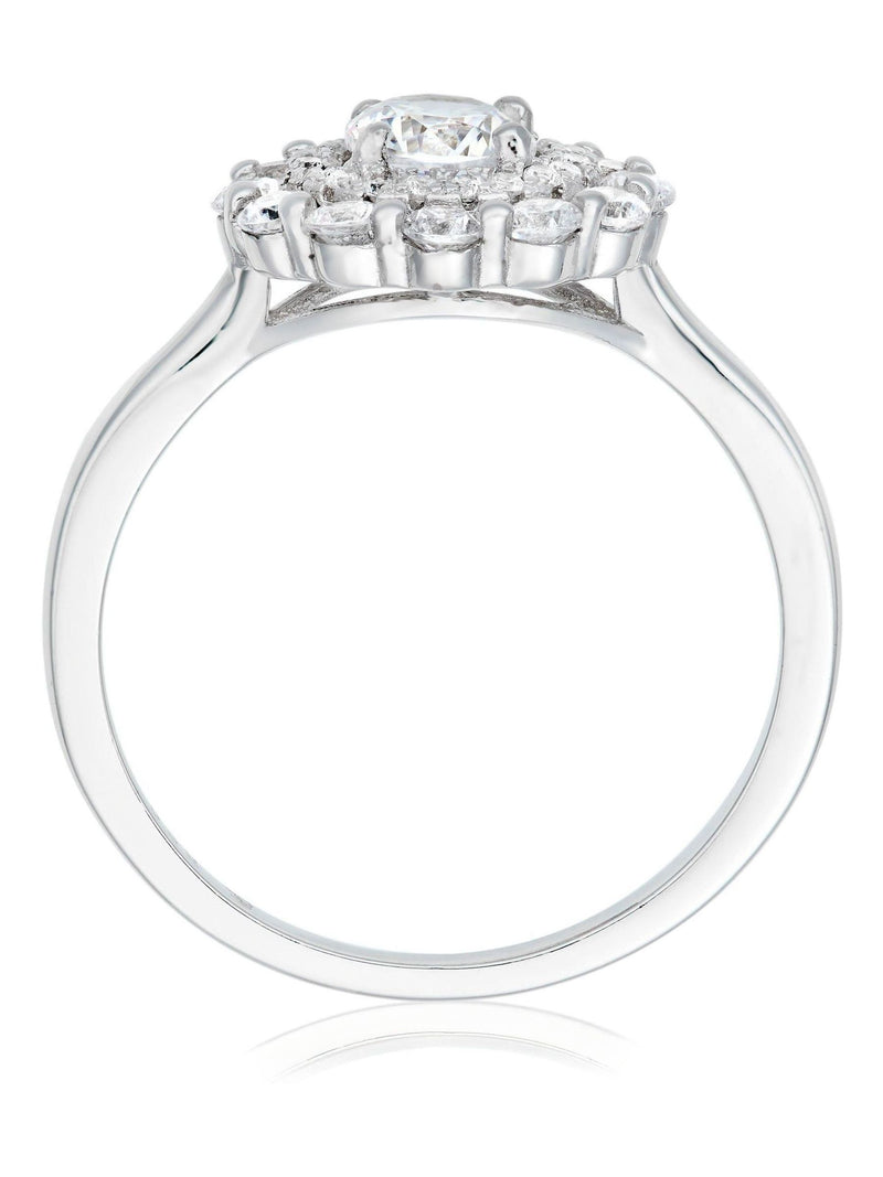 Beaverbrooks Silver Sterling Silver Cubic Zirconia Double Halo Ring