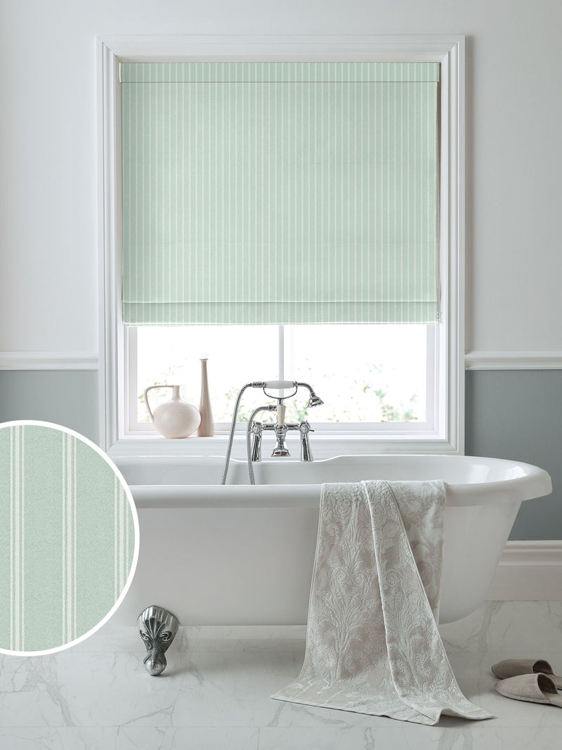 Laura Ashley green stripe roman blinds made to measure, UK version