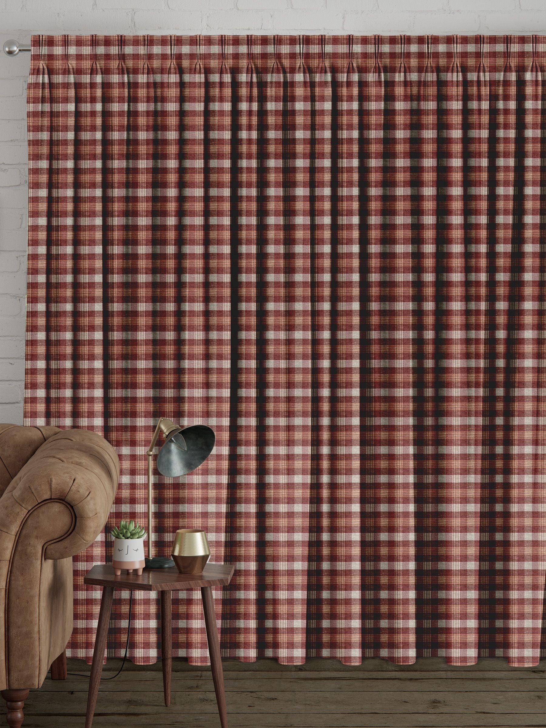 Cleveland red check curtains, imported from the UK