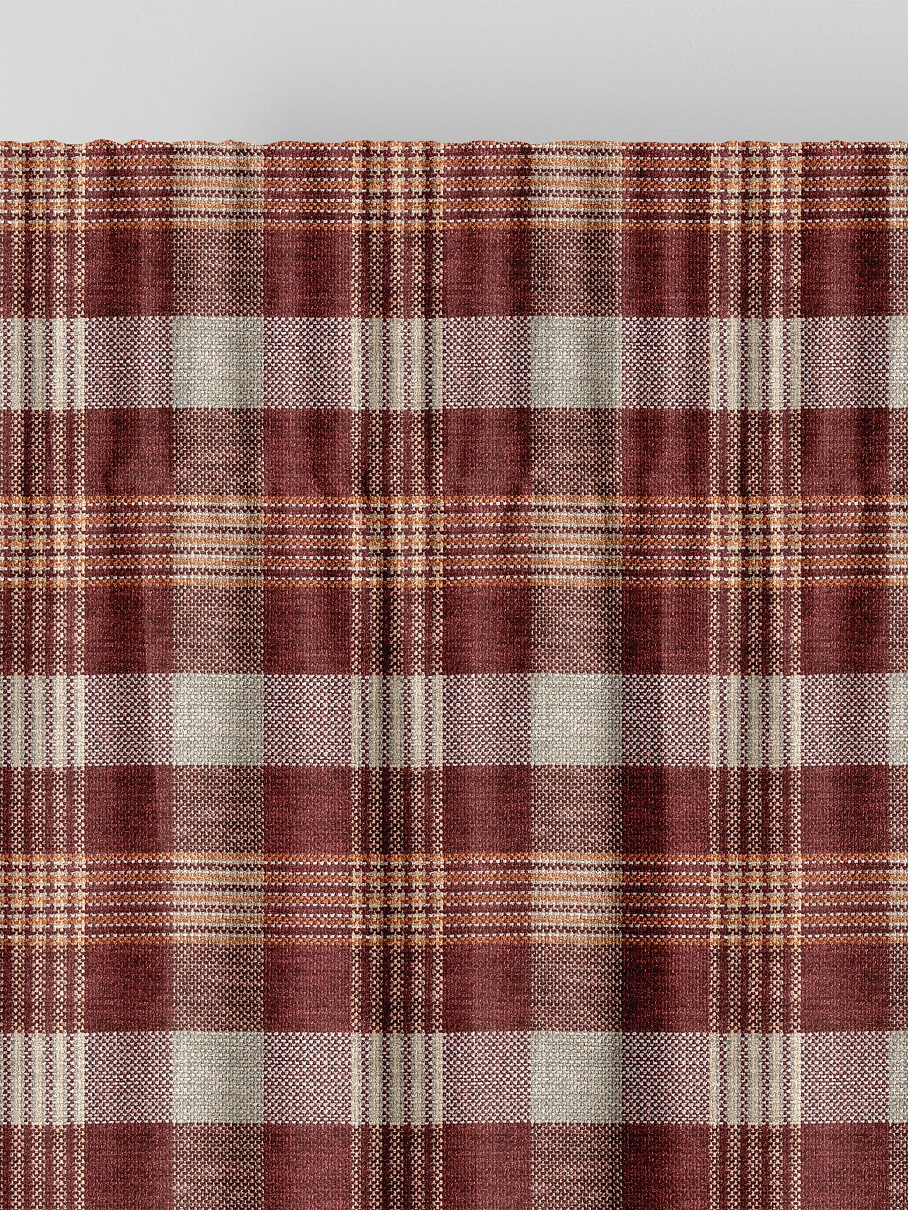 Cleveland red check curtains, imported from the UK