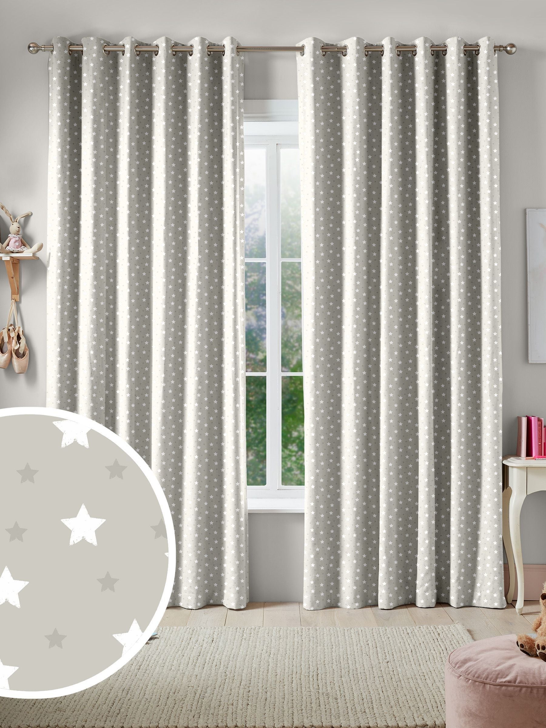Ditsy Stars curtains natural 100% cotton made to measure, imported from the UK