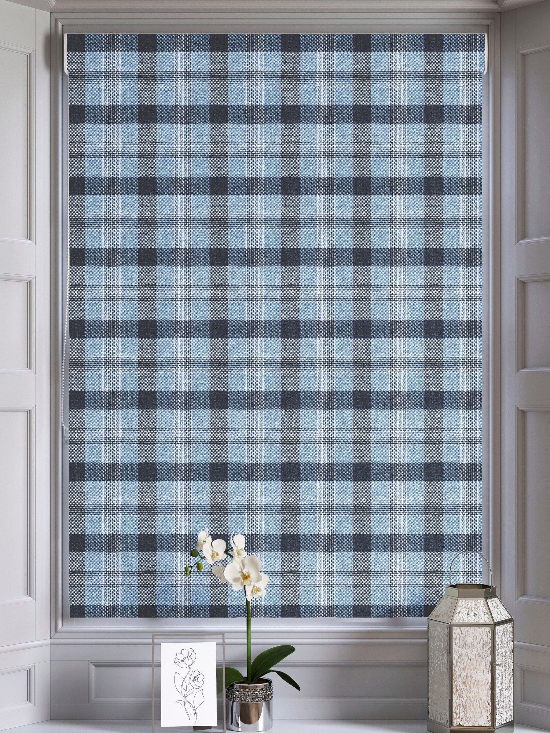 Cleveland blue checked roman blinds (British brand)