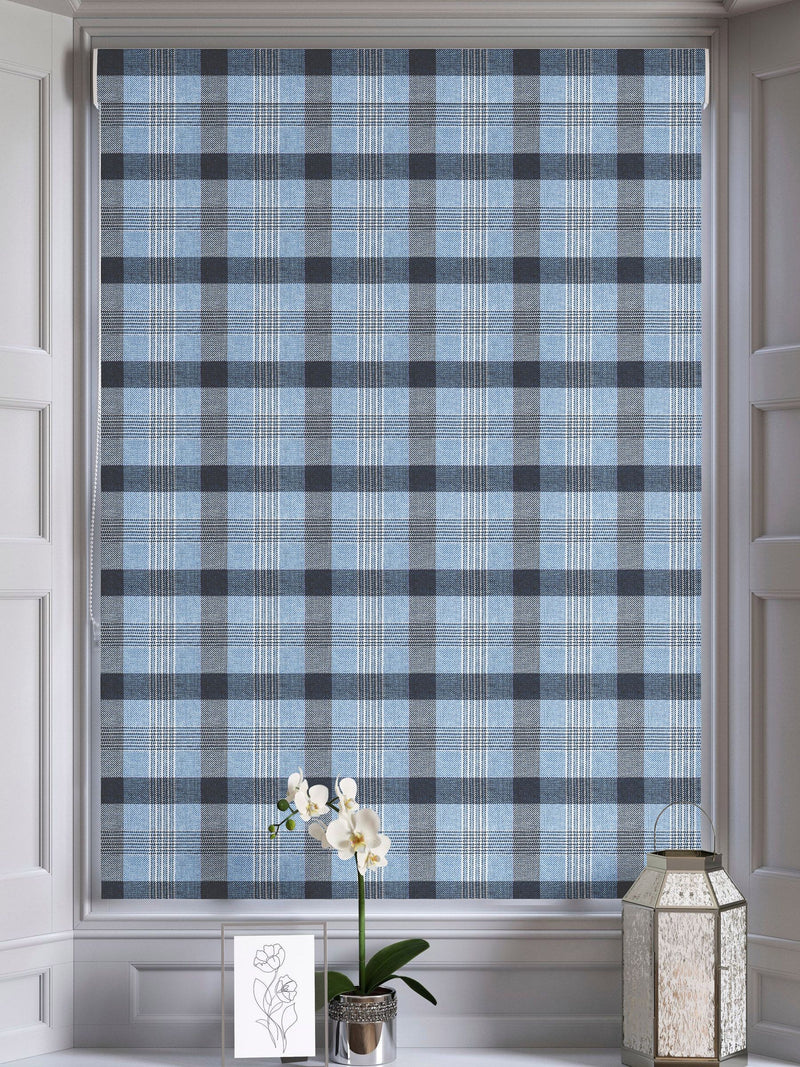 Cleveland blue checked roman blinds (British brand)