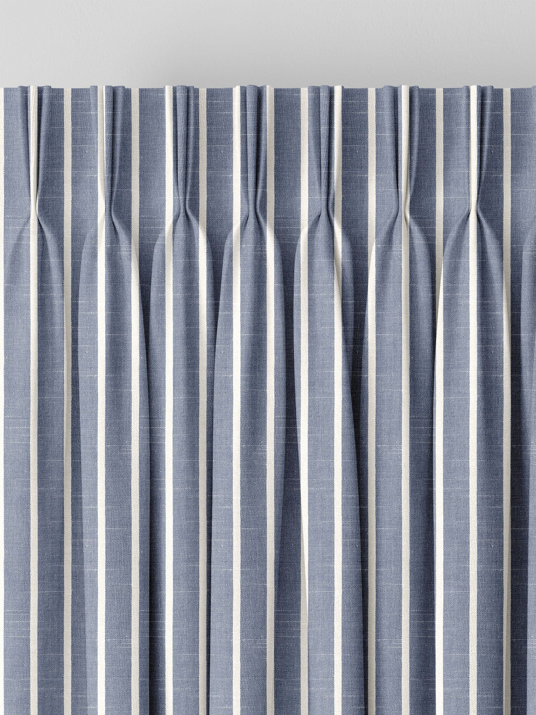 Franklin navy stripe made to measure curtains, imported from the UK