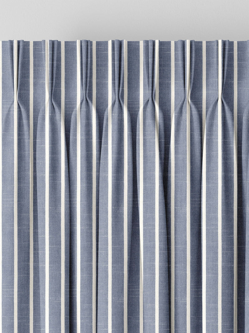 Franklin navy stripe made to measure curtains, imported from the UK