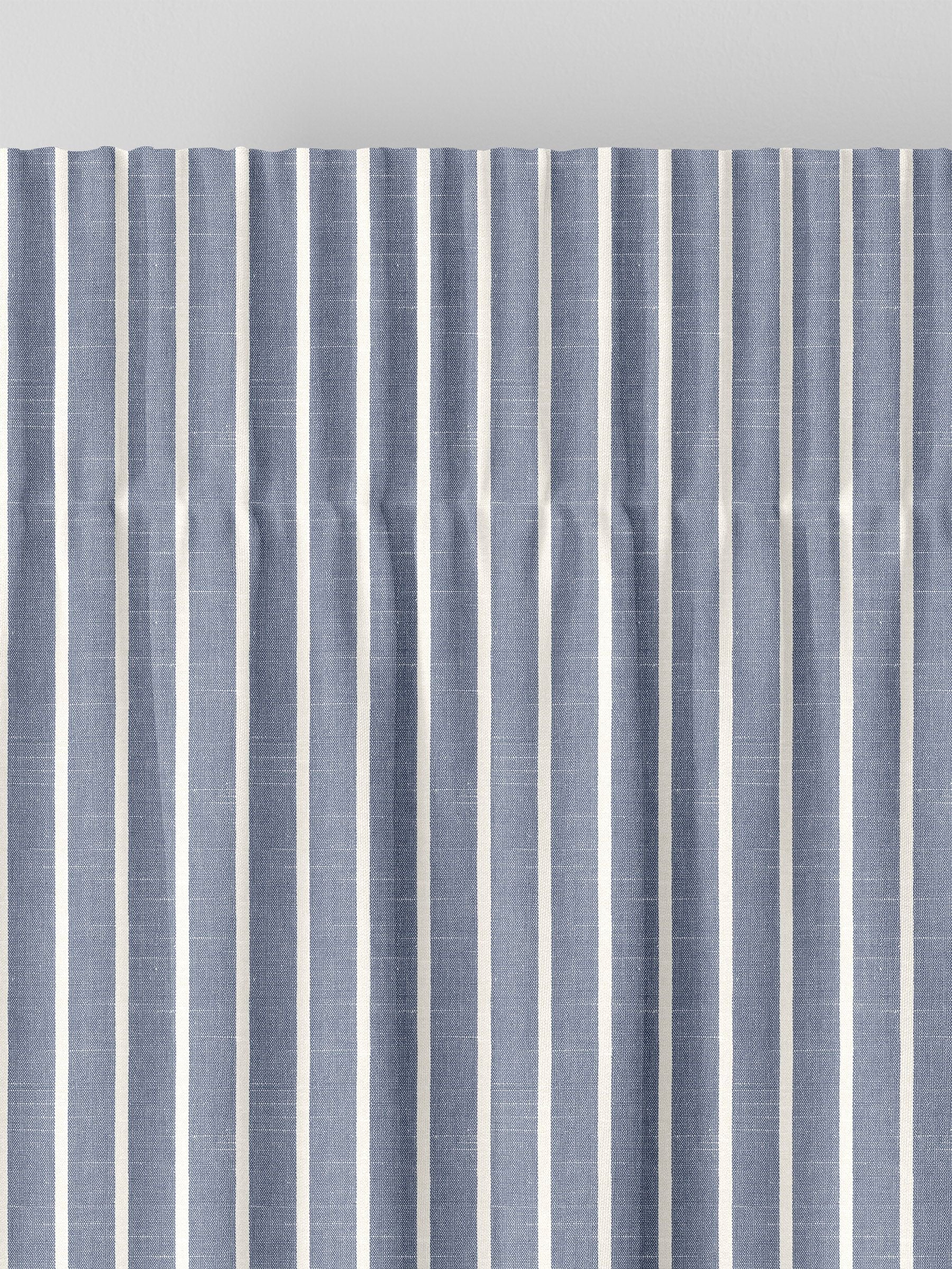 Franklin navy stripe made to measure curtains, imported from the UK