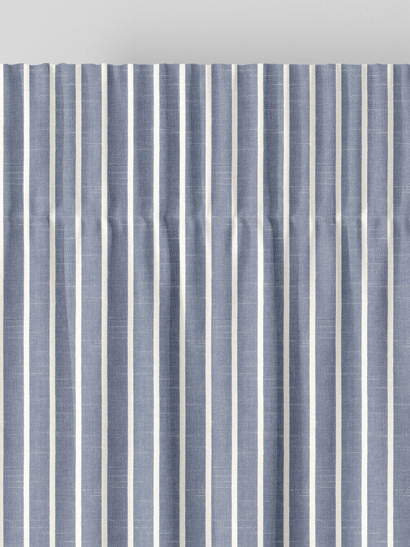 Franklin navy stripe made to measure curtains, imported from the UK