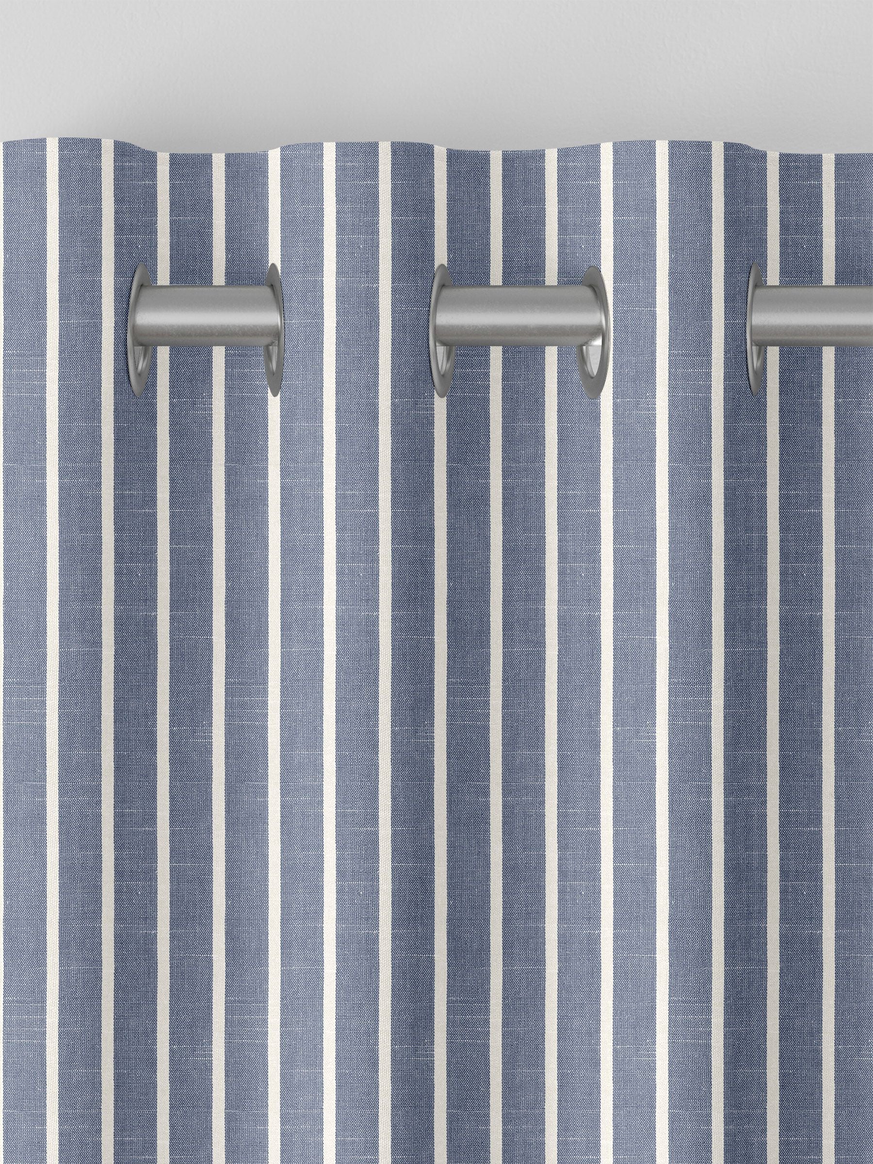 Franklin navy stripe made to measure curtains, imported from the UK