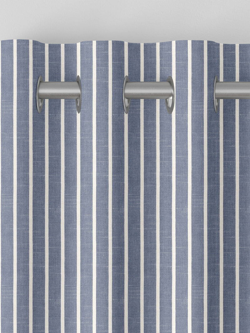 Franklin navy stripe made to measure curtains, imported from the UK
