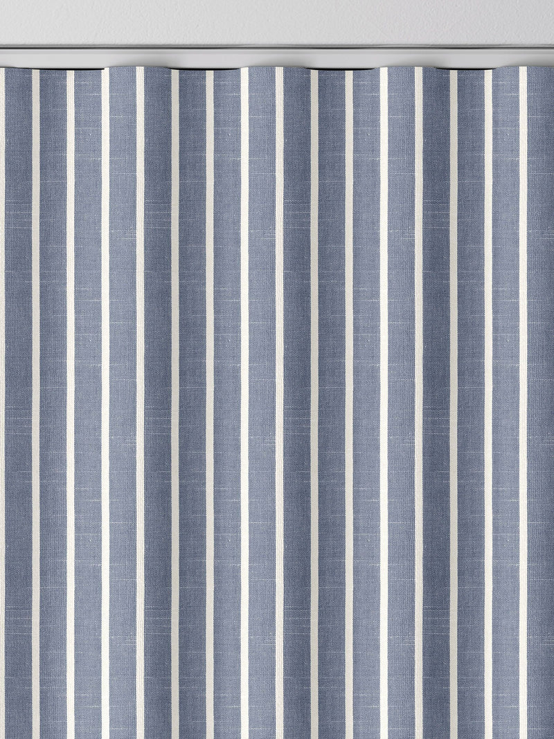 Franklin navy stripe made to measure curtains, imported from the UK