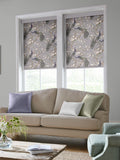 Laura Ashley Belvedere roller blind with purple peacock floral design (British brand)
