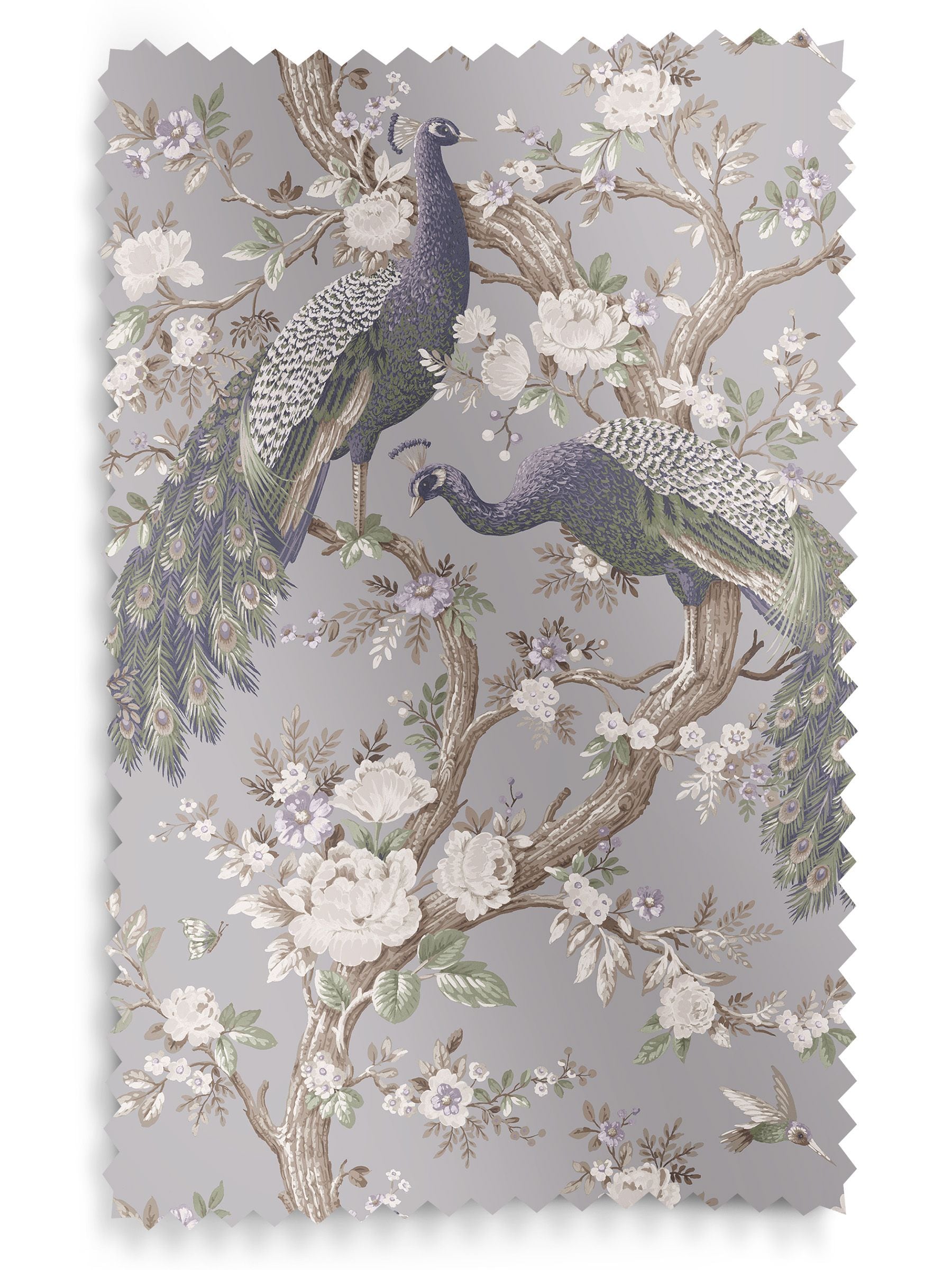 Laura Ashley Belvedere roller blind with purple peacock floral design (British brand)