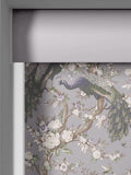 Laura Ashley Belvedere roller blind with purple peacock floral design (British brand)