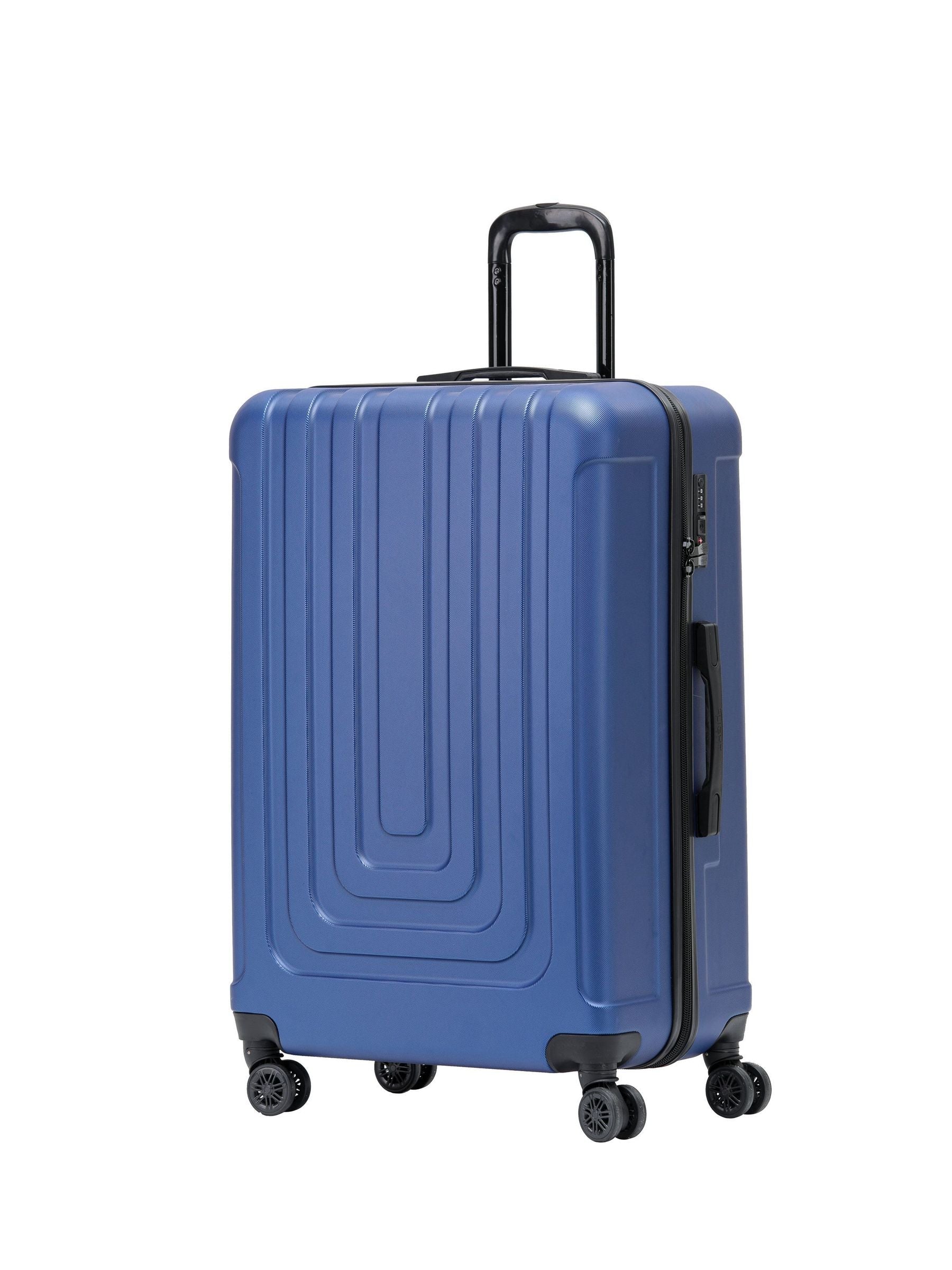 Flight Knight Navy Blue Large Hardcase Lightweight Check-In Suitcase with 4 Wheels