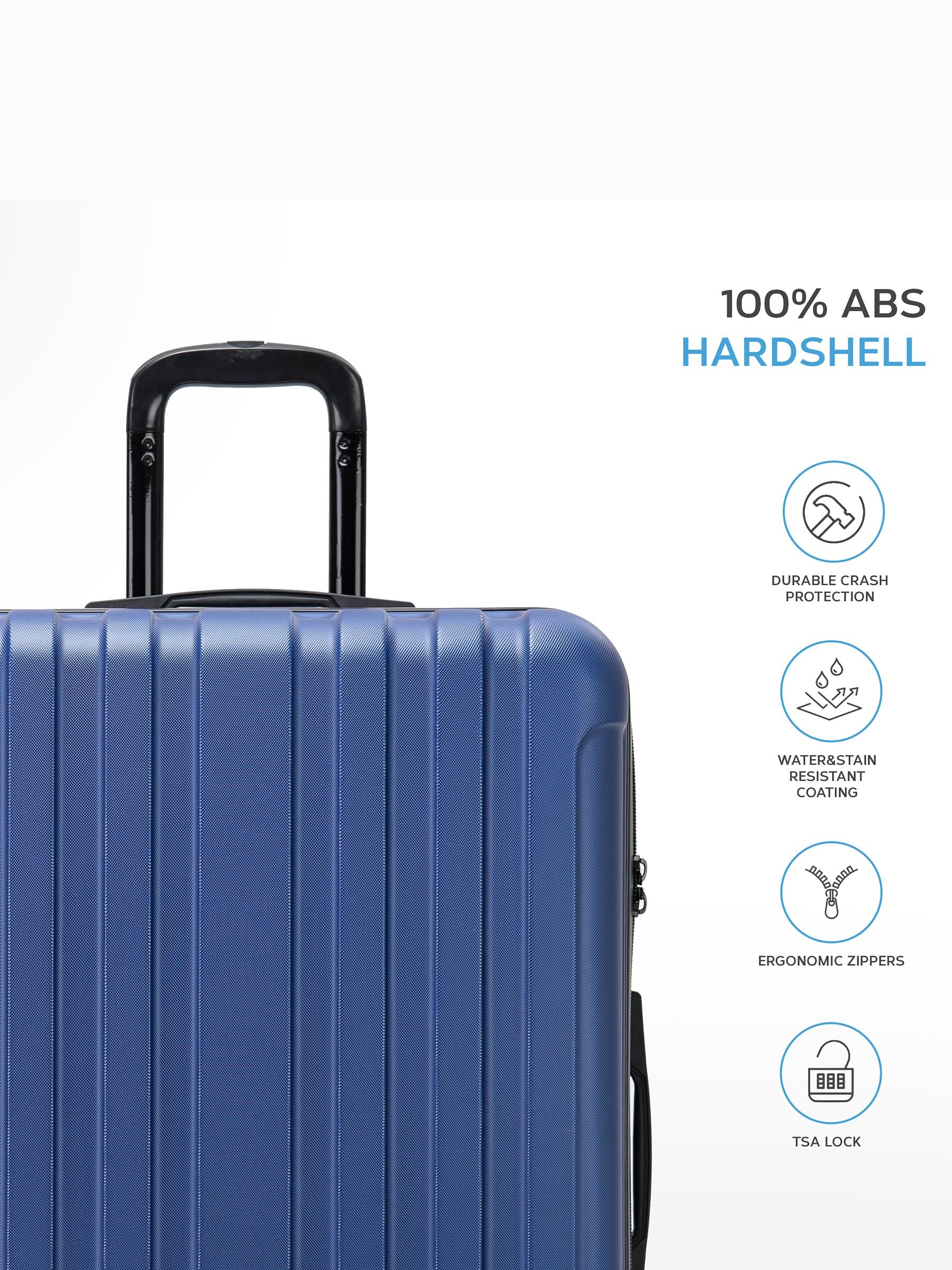 Flight Knight Navy Blue Large Hardcase Lightweight Check-In Suitcase with 4 Wheels
