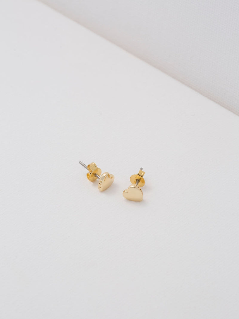 Tiny Heart-Shaped Stud Earrings in Gold Tone