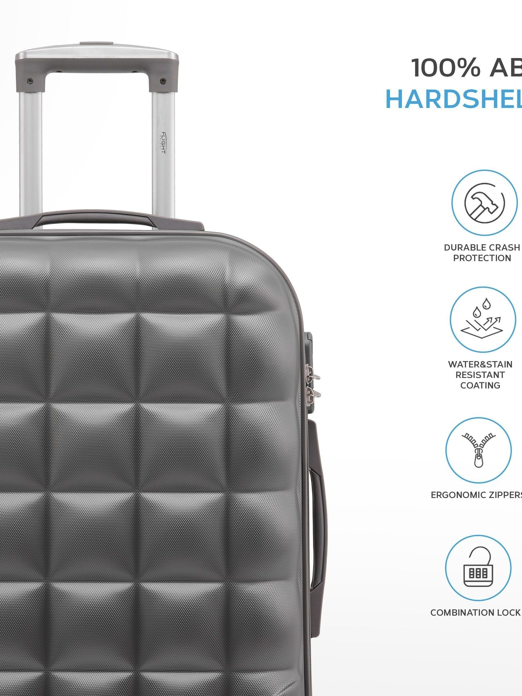 Flight Knight Anthracite Large Large Hardcase Printed Lightweight Check-In Suitcase with 4 Wheels
