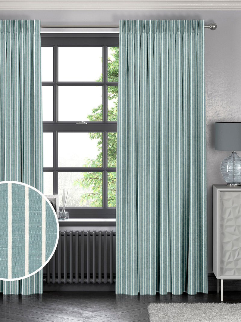 Franklin teal blue made to measure curtains, imported from the UK