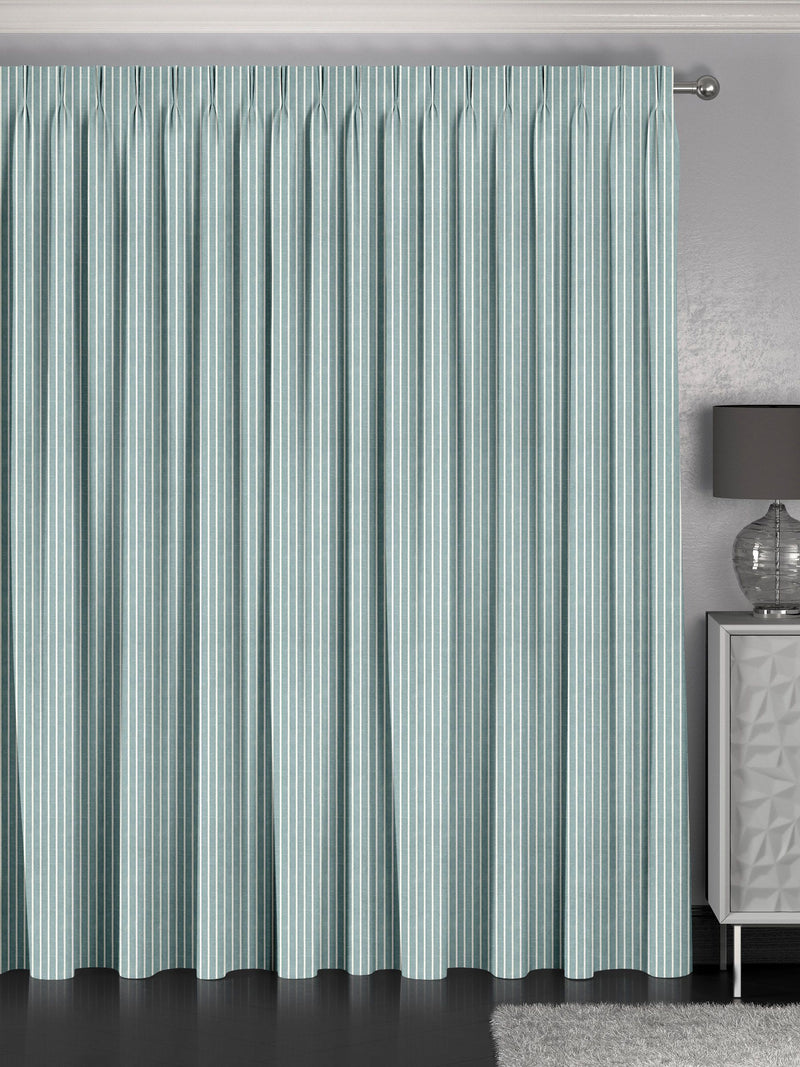 Franklin teal blue made to measure curtains, imported from the UK