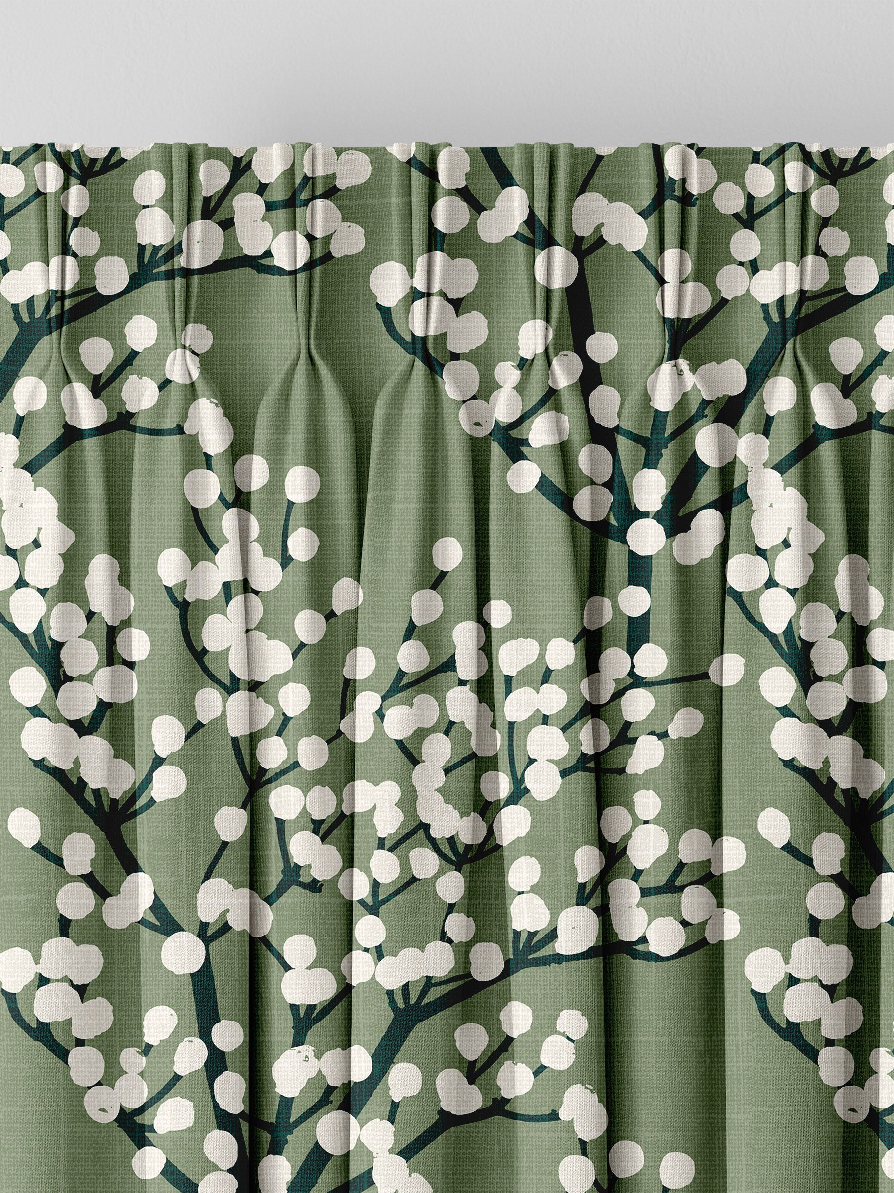 Green Grove made to measure curtains with Grove Aloe pattern - British product