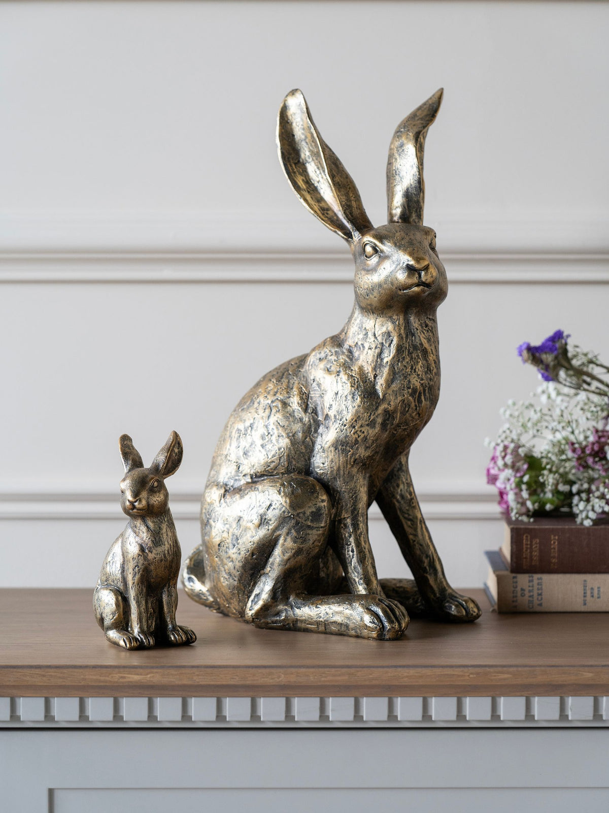 Laura Ashley Gold Antiqued Sitting Hare Ornaments Sculpture