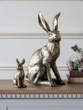 Laura Ashley Gold Antiqued Sitting Hare Ornaments Sculpture